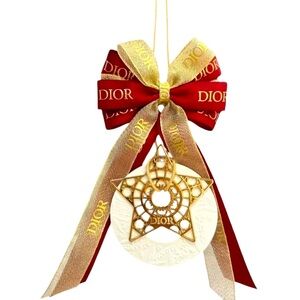 New Dior Red Gold & White Christmas Ornament Aroma Stone